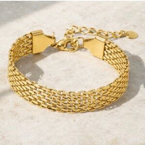 Elegant 18k Gold Plated Multi Row Chain Bracelet